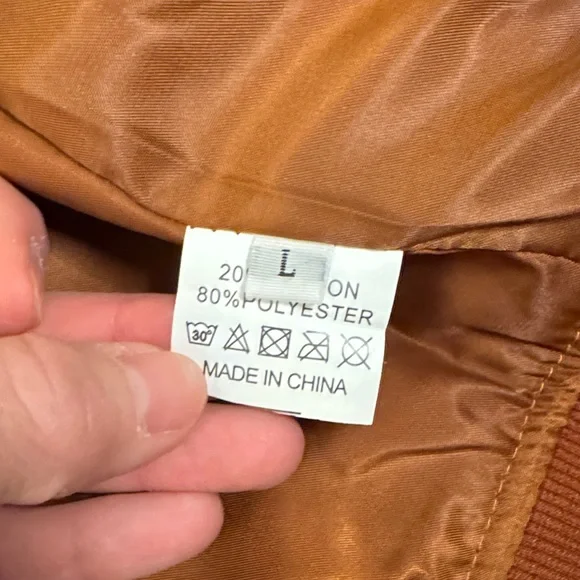 Women's Brown Bomber Jacket faux leather - Picture 6 of 7